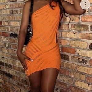 Peppermayo One Shoulder Orange Dress